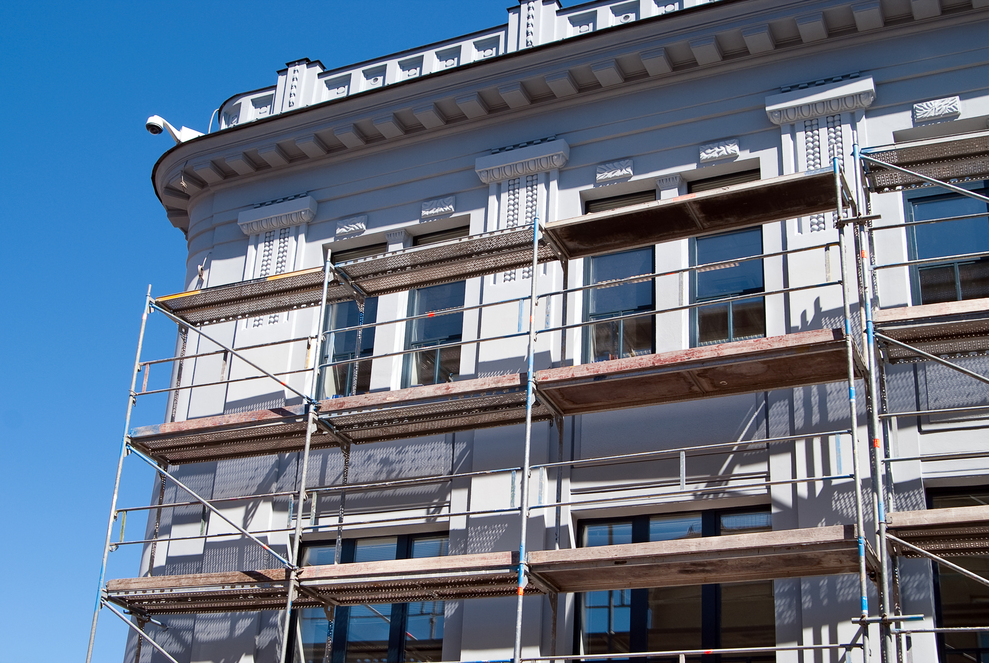 building repairs with scaffolding